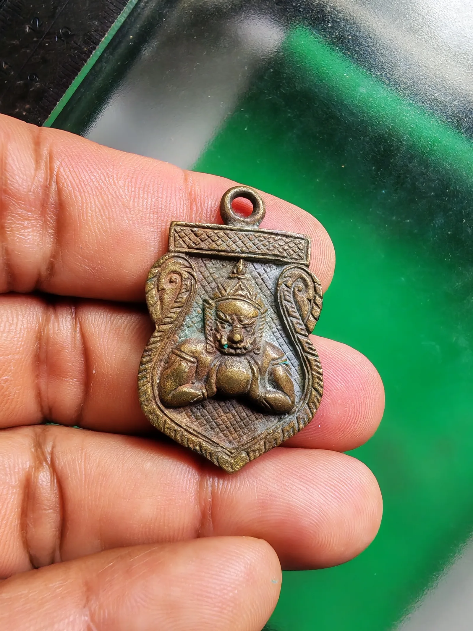 Somdej Phra Rahu Amulet by Luang Pho Saiw, Wat Prida Ram, Nakhon Pathom, Metal Alloy — รูปที่ 3