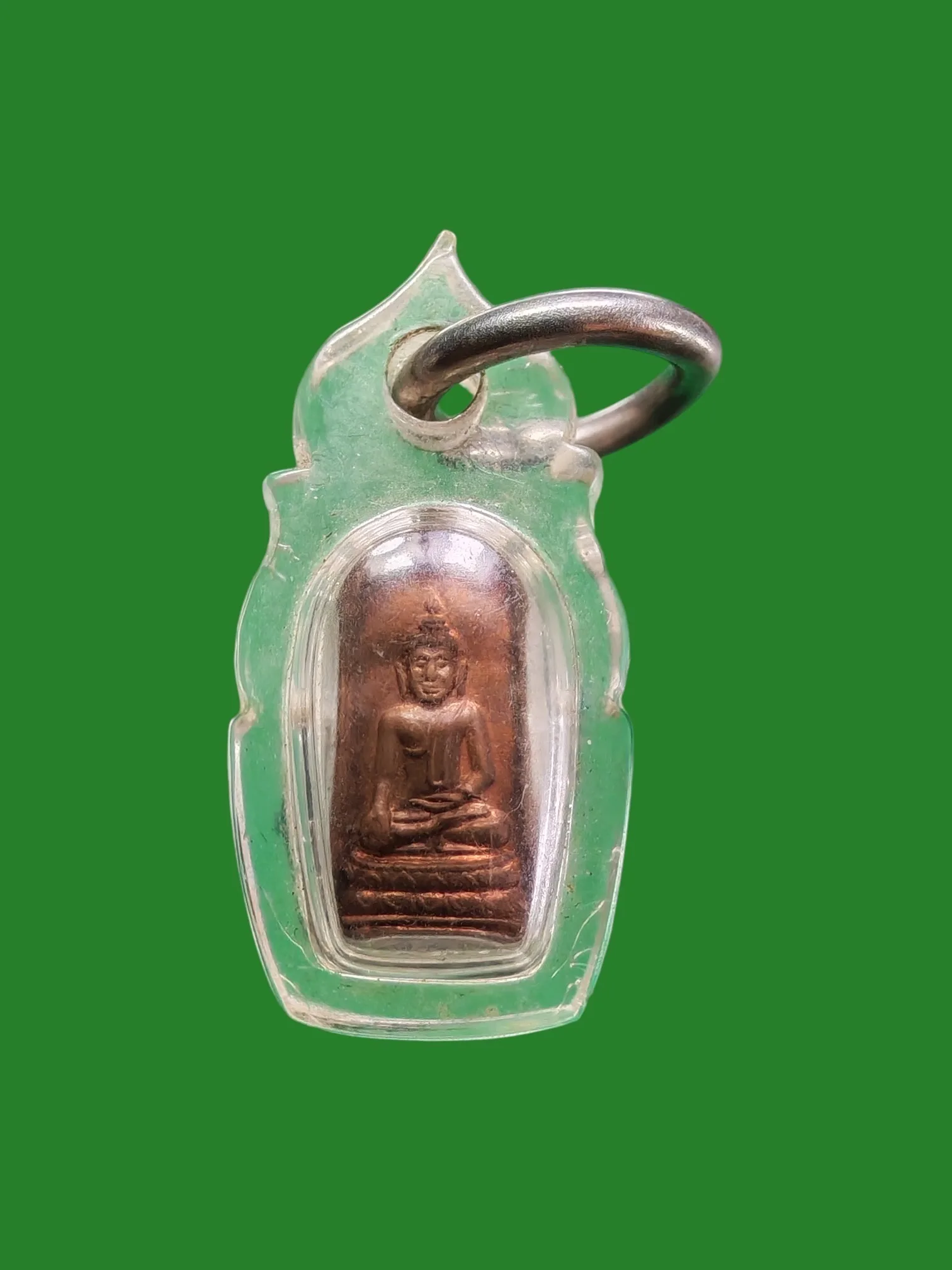 Buddha Amulet Tamarind Leaf First Edition Luang Pu Kin Ri Chantiyo Wat Kantasila Waas Nakhon Phanom B.E. 2519 Copper
