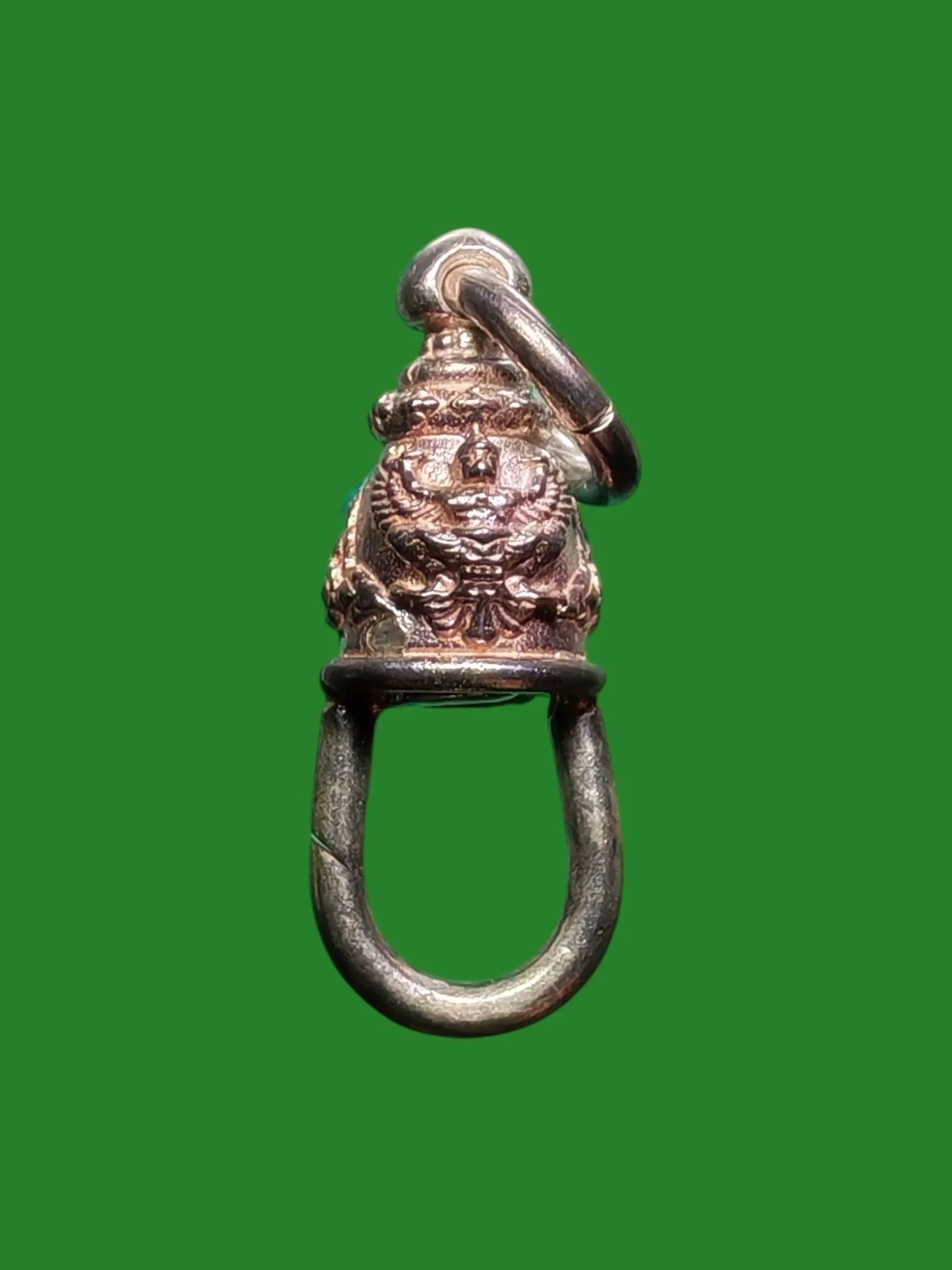 Silver 92.5% Spring Hook Amulet Pendant with Khrut Design, 2cm Height, 2.4g Weight