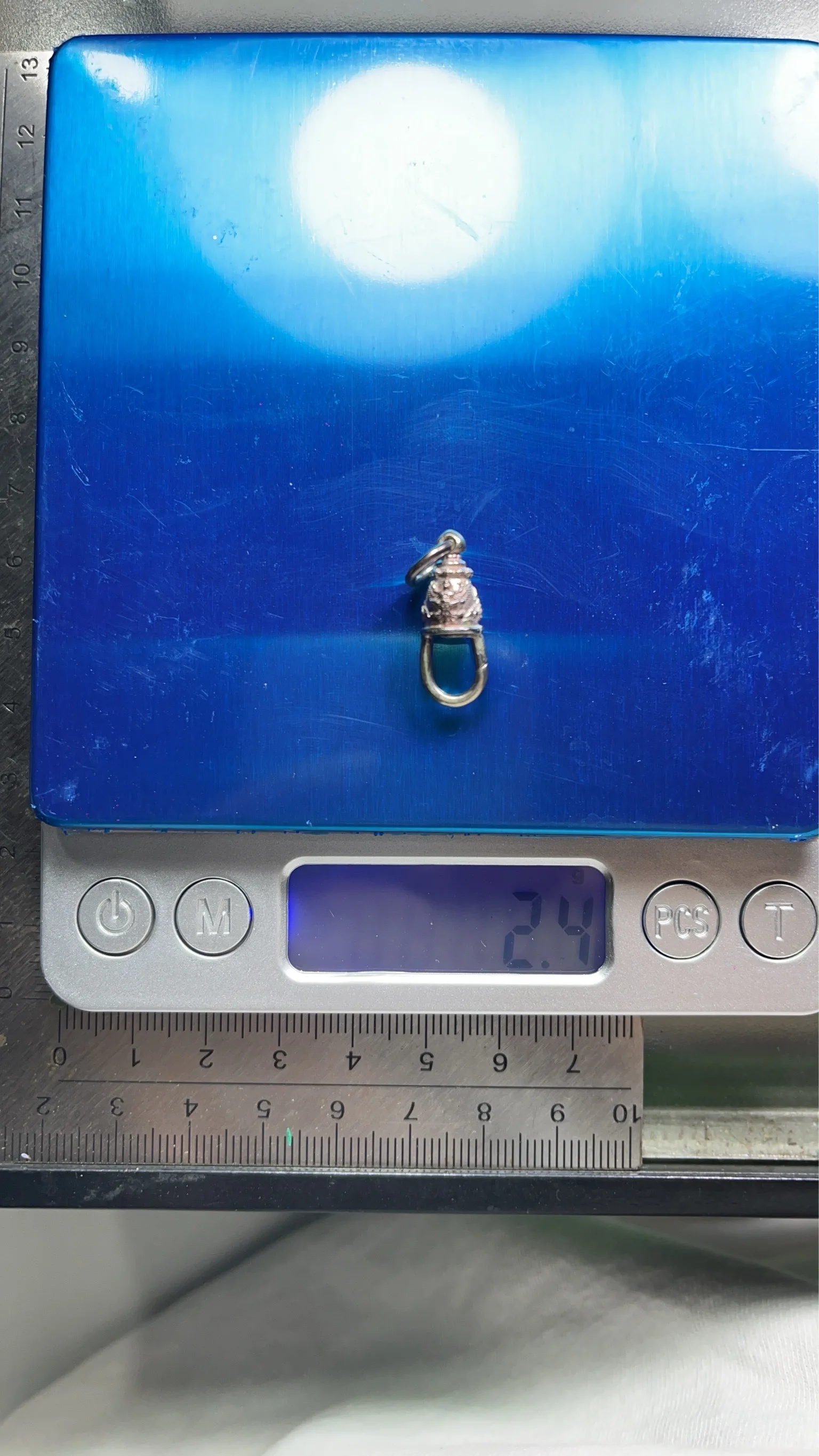 Silver 92.5% Spring Hook Amulet Pendant with Khrut Design, 2cm Height, 2.4g Weight — รูปที่ 5