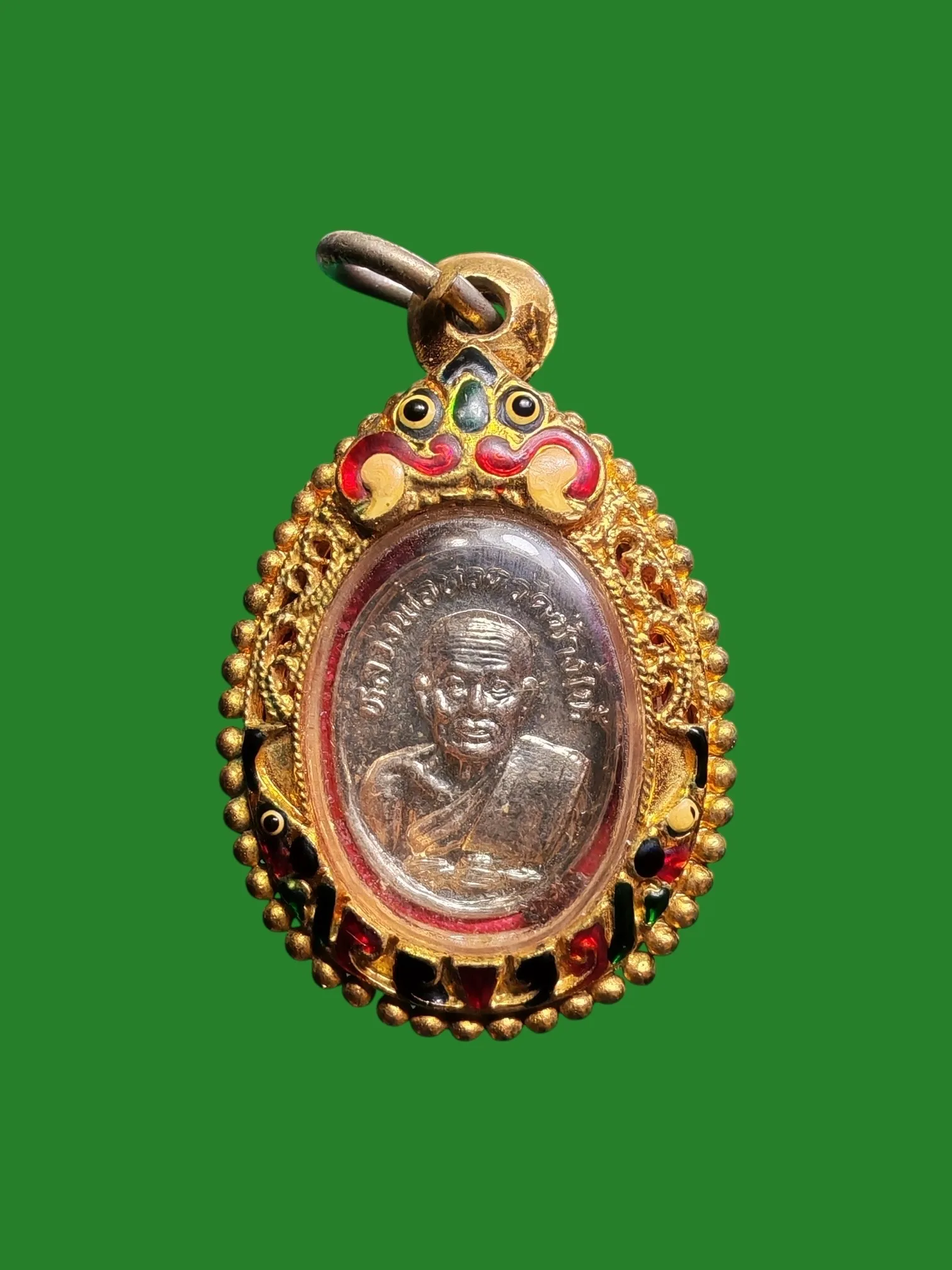 Luang Pu Tuat Medu Taeng Amulet, Wat Chang Hai, B.E. 2522, Alpaca Nickel-Plated Frame