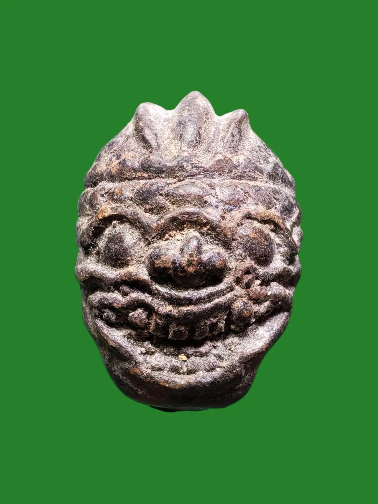 Hanuman Head Amulet Earthen Clay Blessed with Lacquer Luang Pho Kruean Wat Sangkhot Suphan Buri