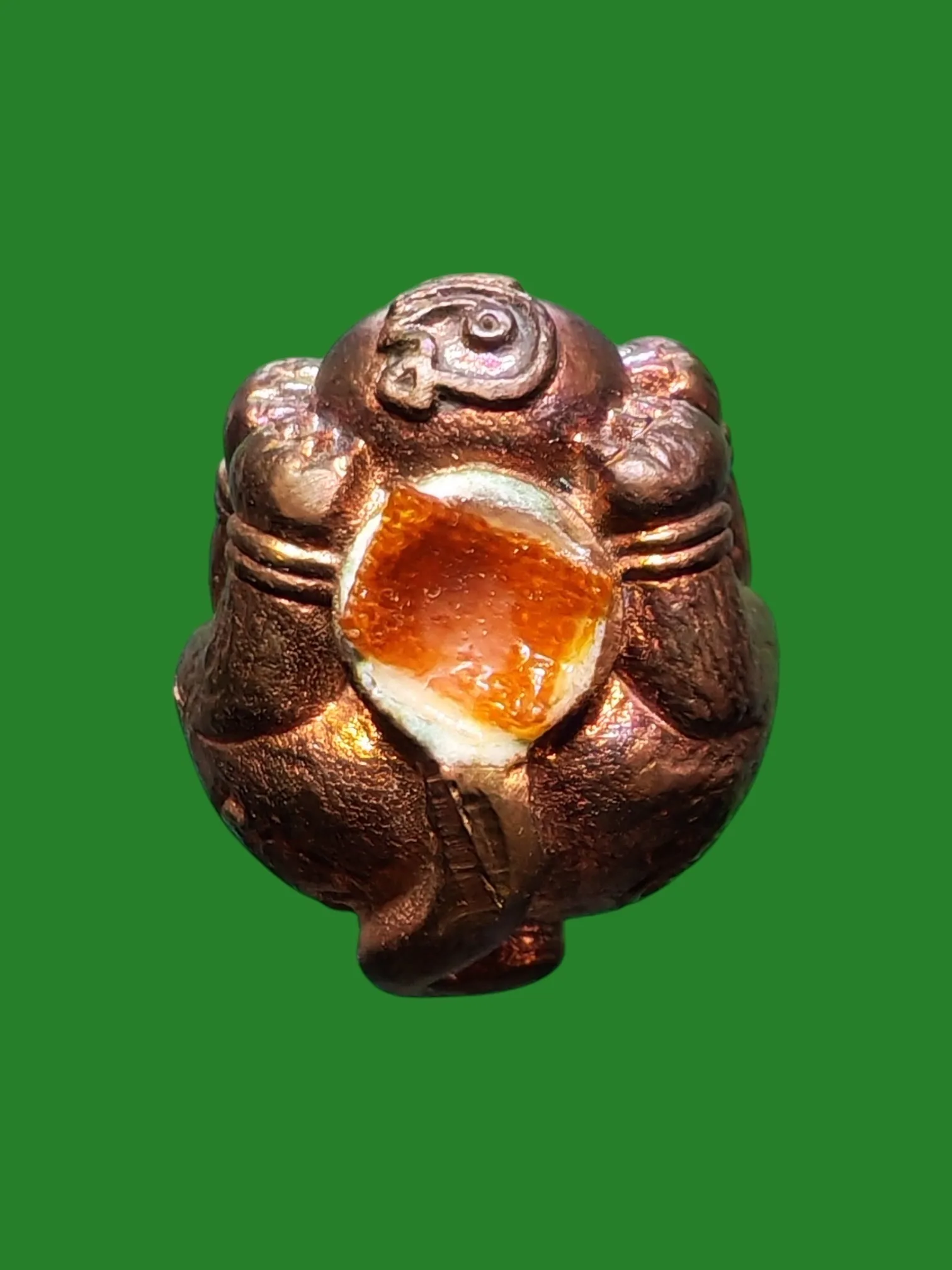 Wealth-Receiving Cat Amulet, Luang Pu Kham Bu, Wat Kud Chom Phu, Ubon Ratchathani, B.E. 2554, Bell Metal — รูปที่ 3