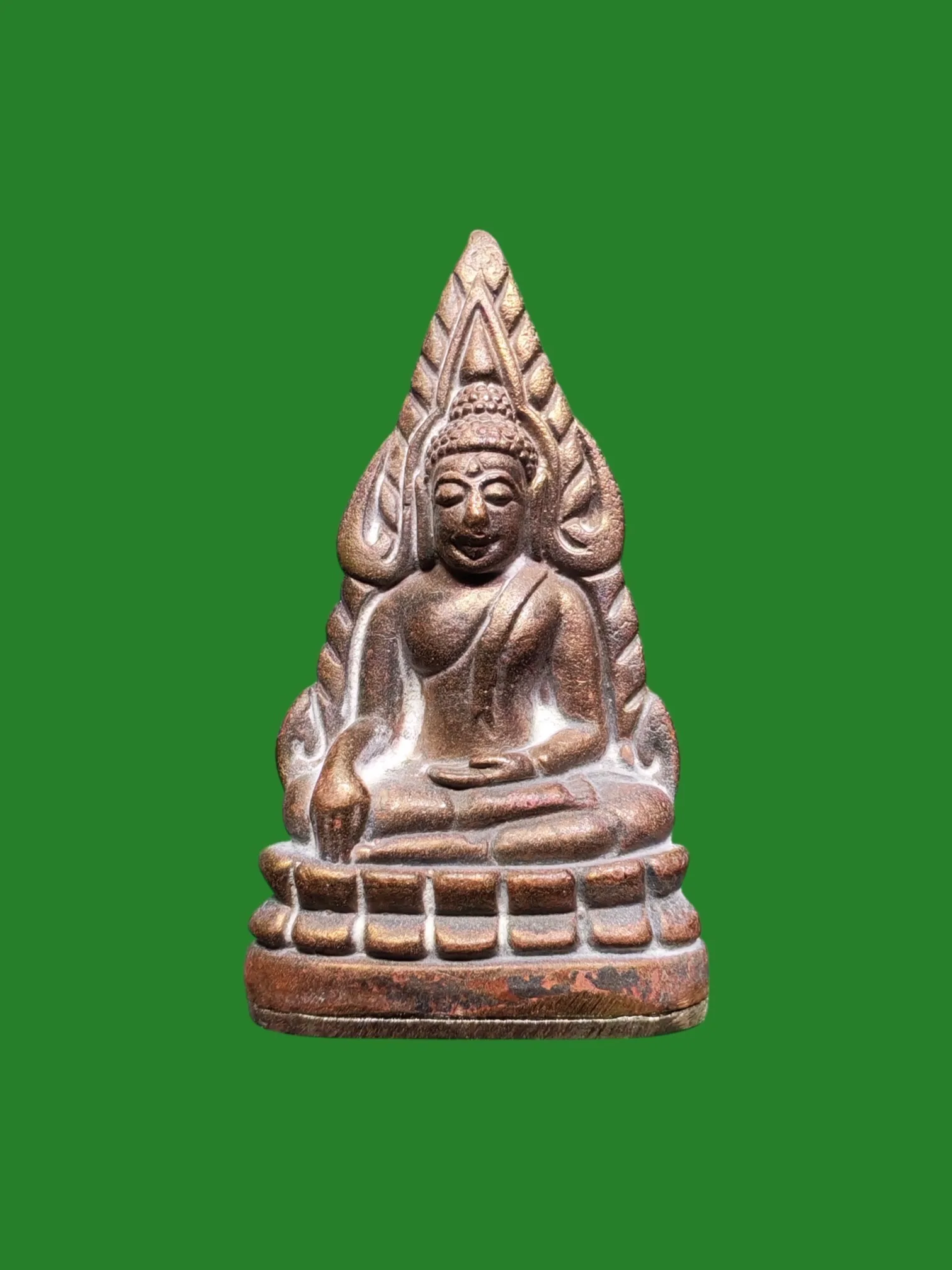 Phra Phuttha Chinarat Cast Amulet, Nuad Metal, Silver Base, B.E. 2543, Wat Bowonniwet Vihara